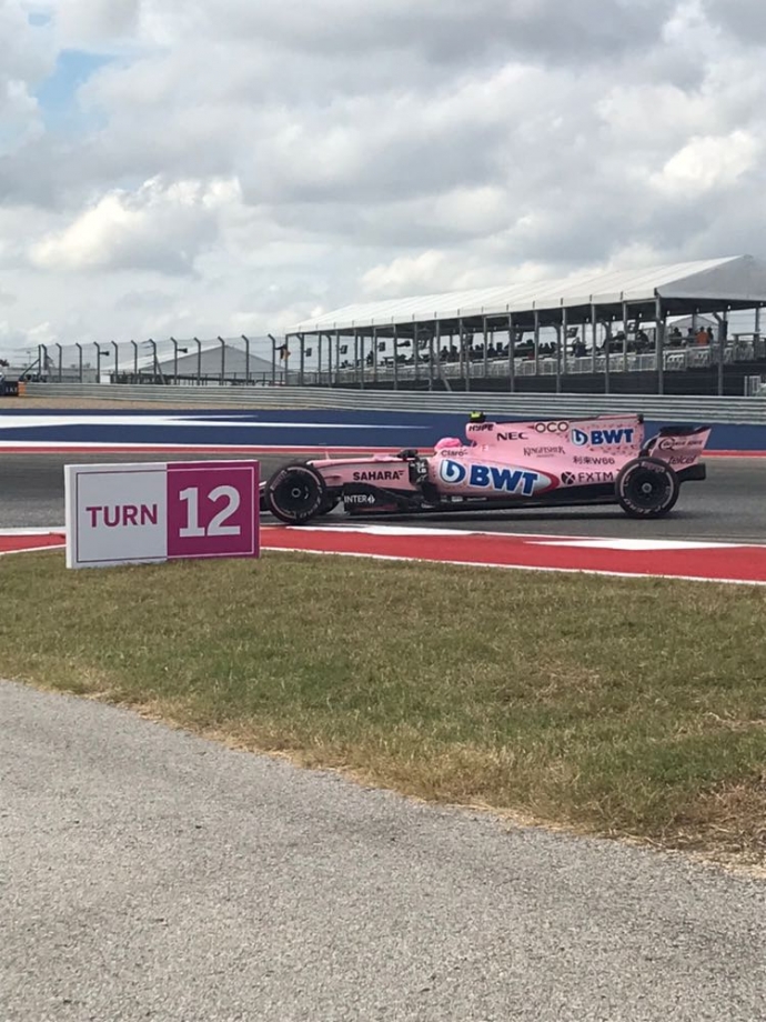 Force India en curva 12 del Circuito de las Americas. Photo: @omarketingf1