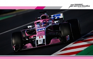 93 vueltas para Checo probando el VJM11 en Barcelona