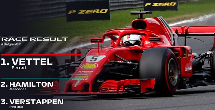 GP Bélgica 2018-Carrera: Victoria de Vettel, Sainz 11º y Alonso K.O en la melé inicial
