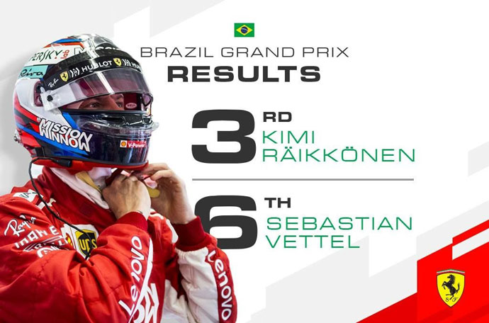 domingo en brasil ferrari kimi al podio seb con problemas
