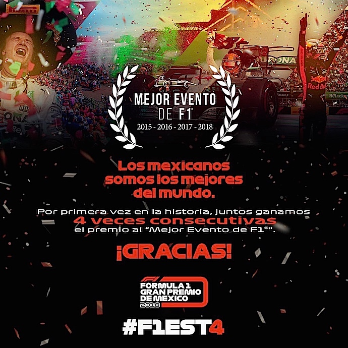 El GP de México F1 premiado como el mejor evento del año por 4º año consecutivo