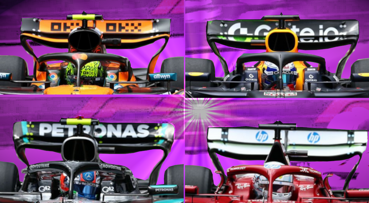 Alerones Traseros de McLaren, Red Bull, Mercedes y Ferrari en el GP Mónaco