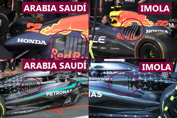 Cambios en la refrigeración de la cubierta motor de Red Bull y Mercedes en los últimos Grandes Premios